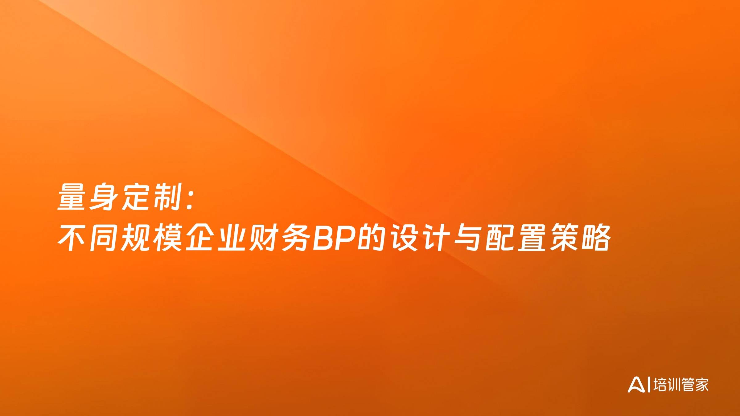 量身定制：不同规模企业财务BP的设计与配置策略