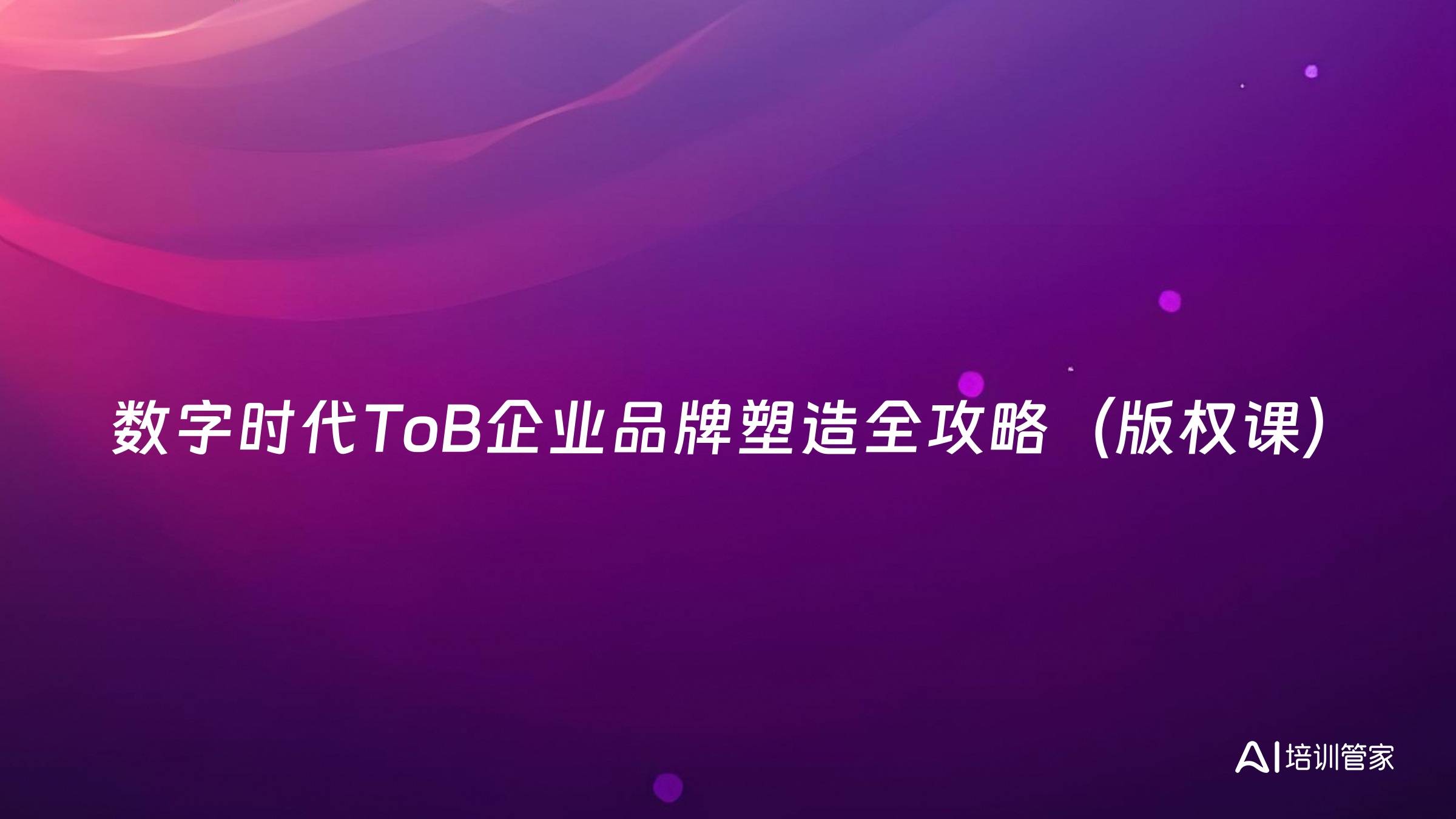 数字时代ToB企业品牌塑造全攻略（版权课）