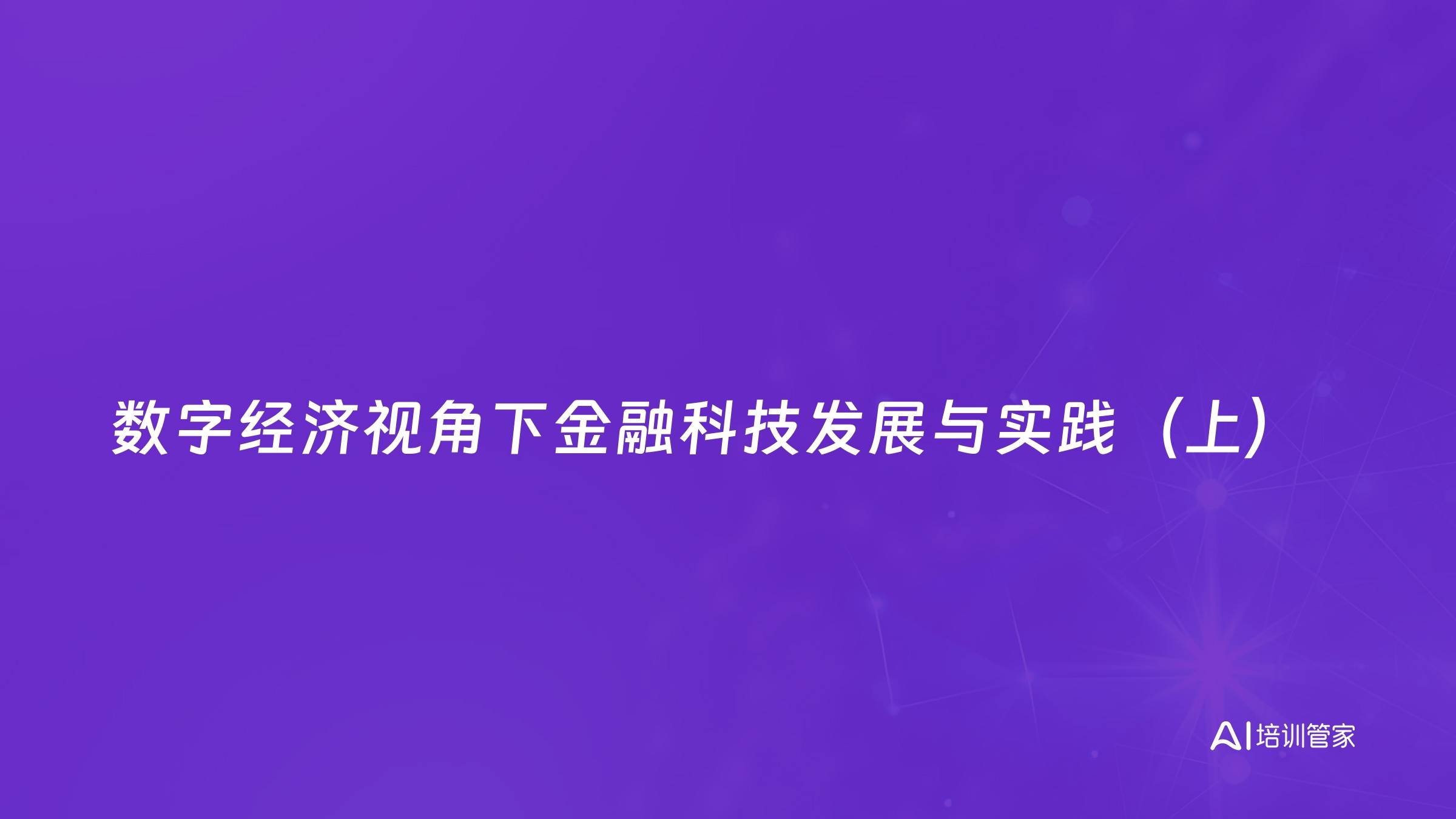 数字经济视角下金融科技发展与实践（上）