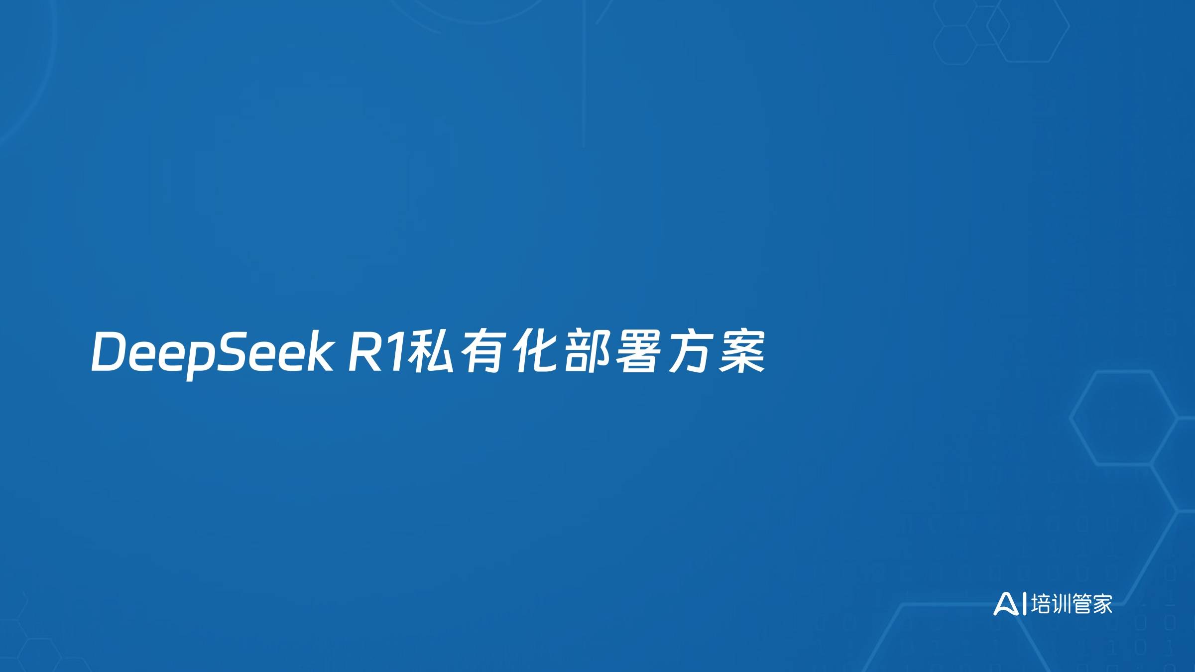 DeepSeek R1私有化部署方案