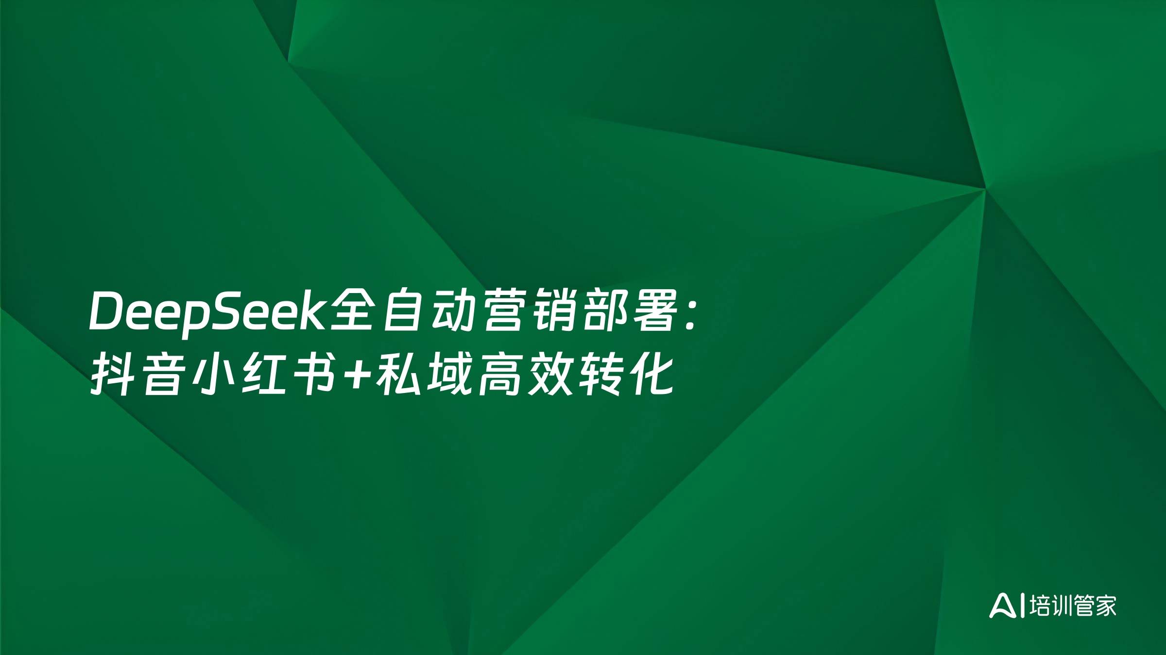 DeepSeek全自动营销部署：抖音小红书+私域高效转化