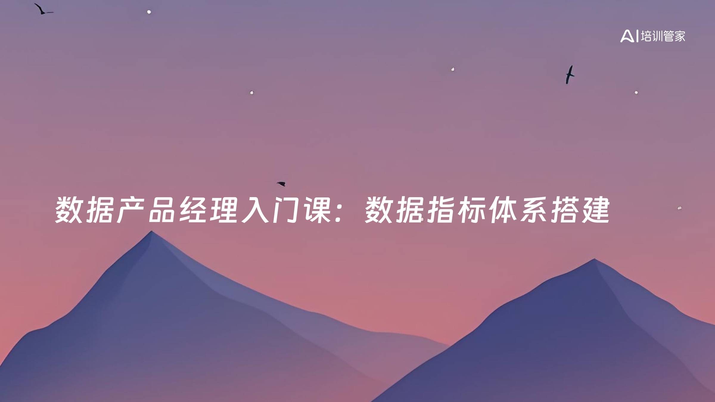 数据产品经理入门课：数据指标体系搭建