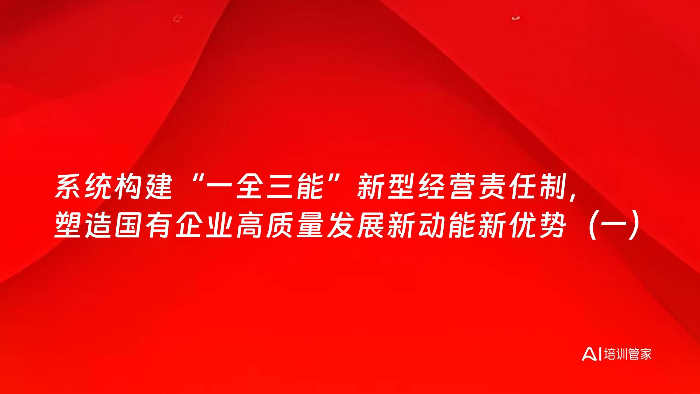 系统构建“一全三能”新型经营责任制，塑造国有企业高质量发展新动能新优势（一）
