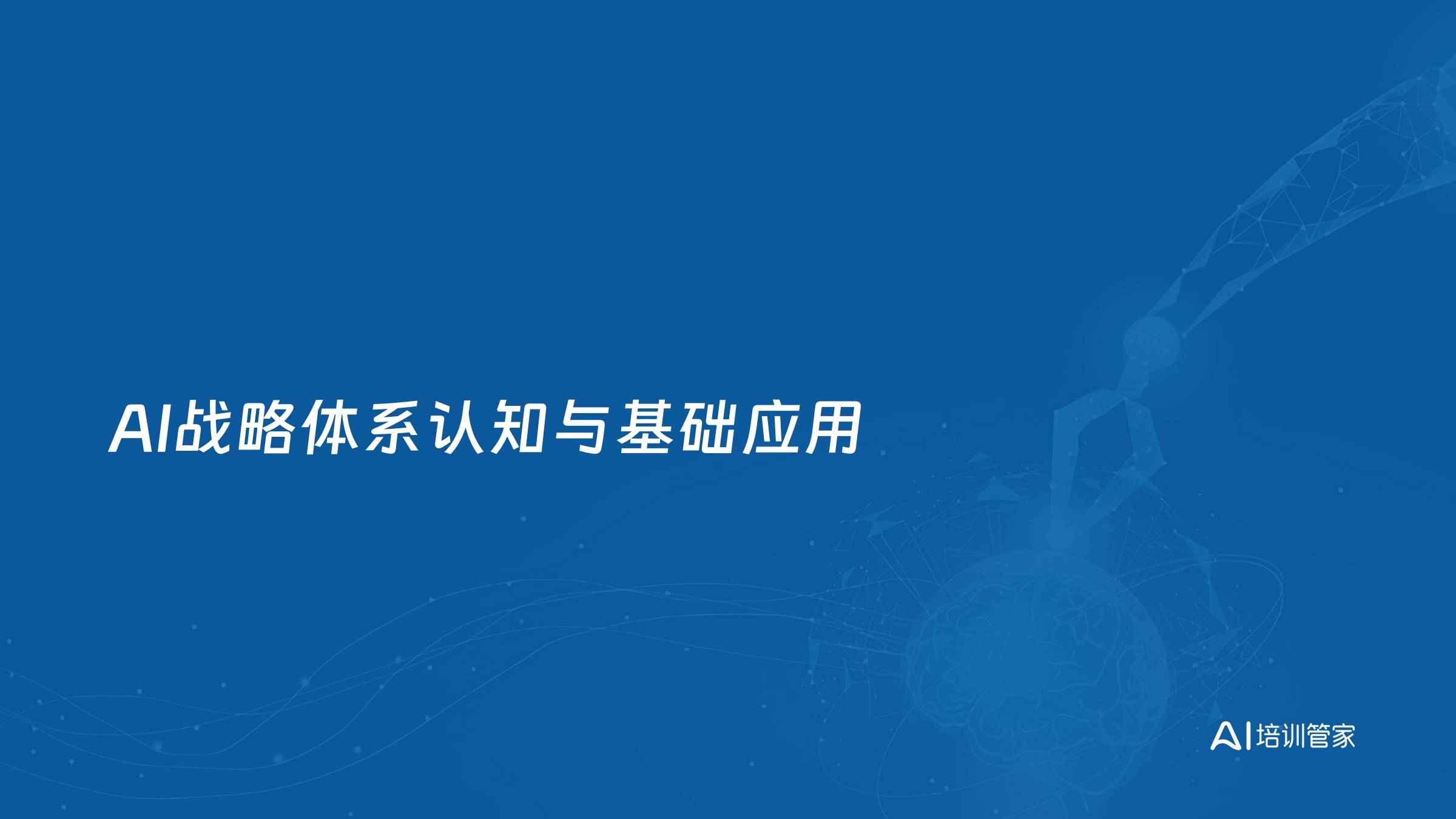AI战略体系认知与基础应用