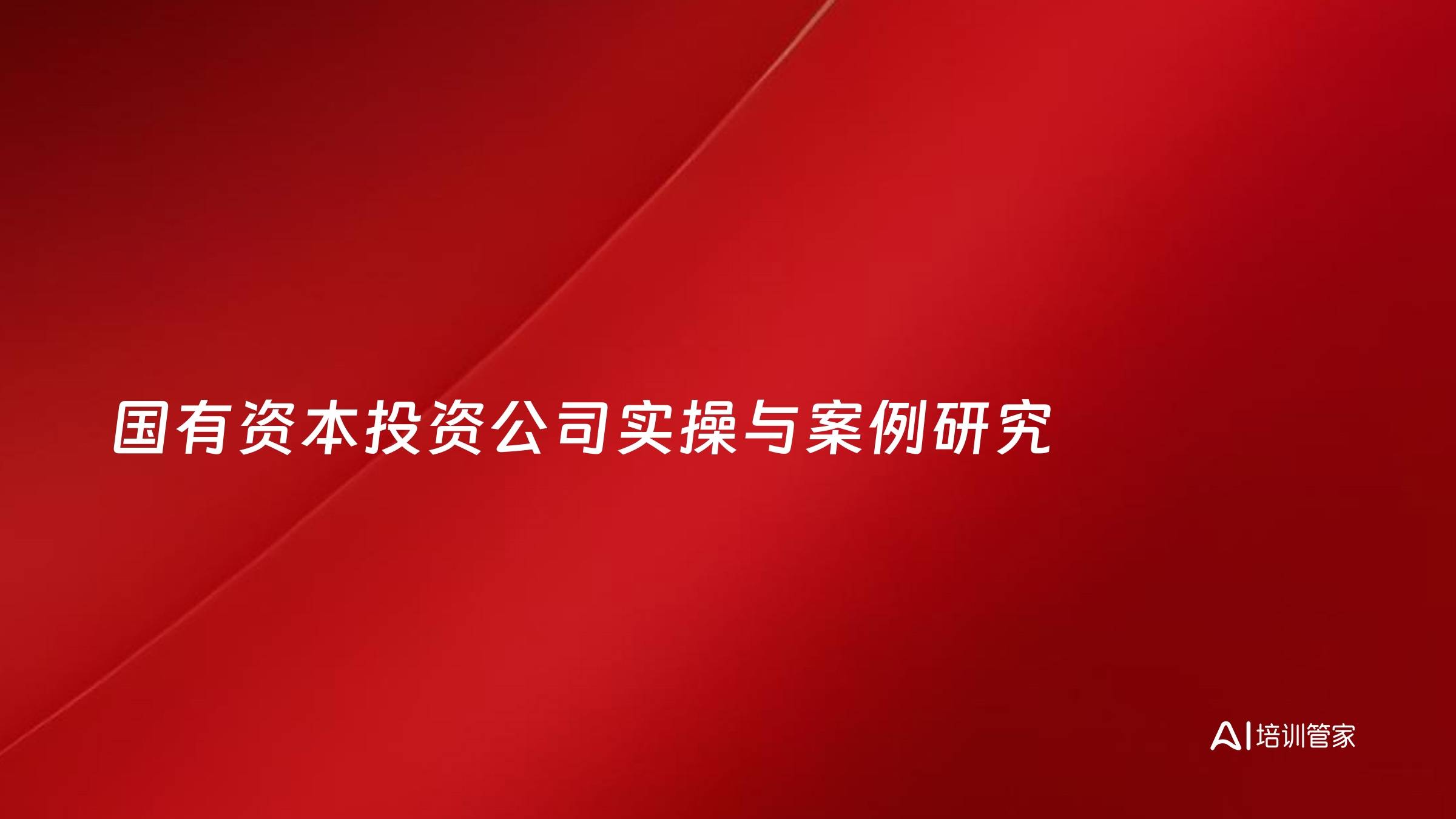 国有资本投资公司实操与案例研究
