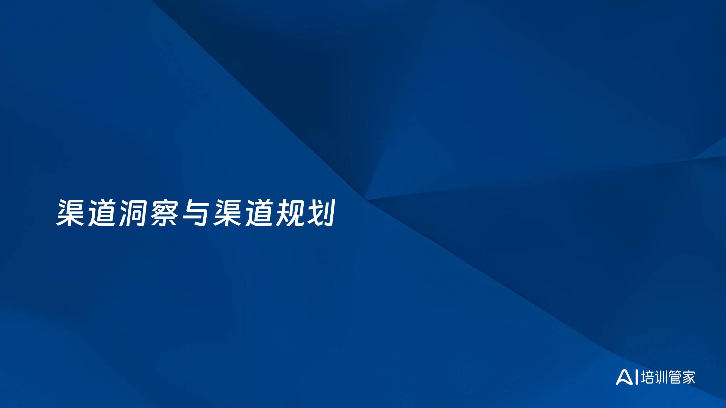渠道洞察与渠道规划