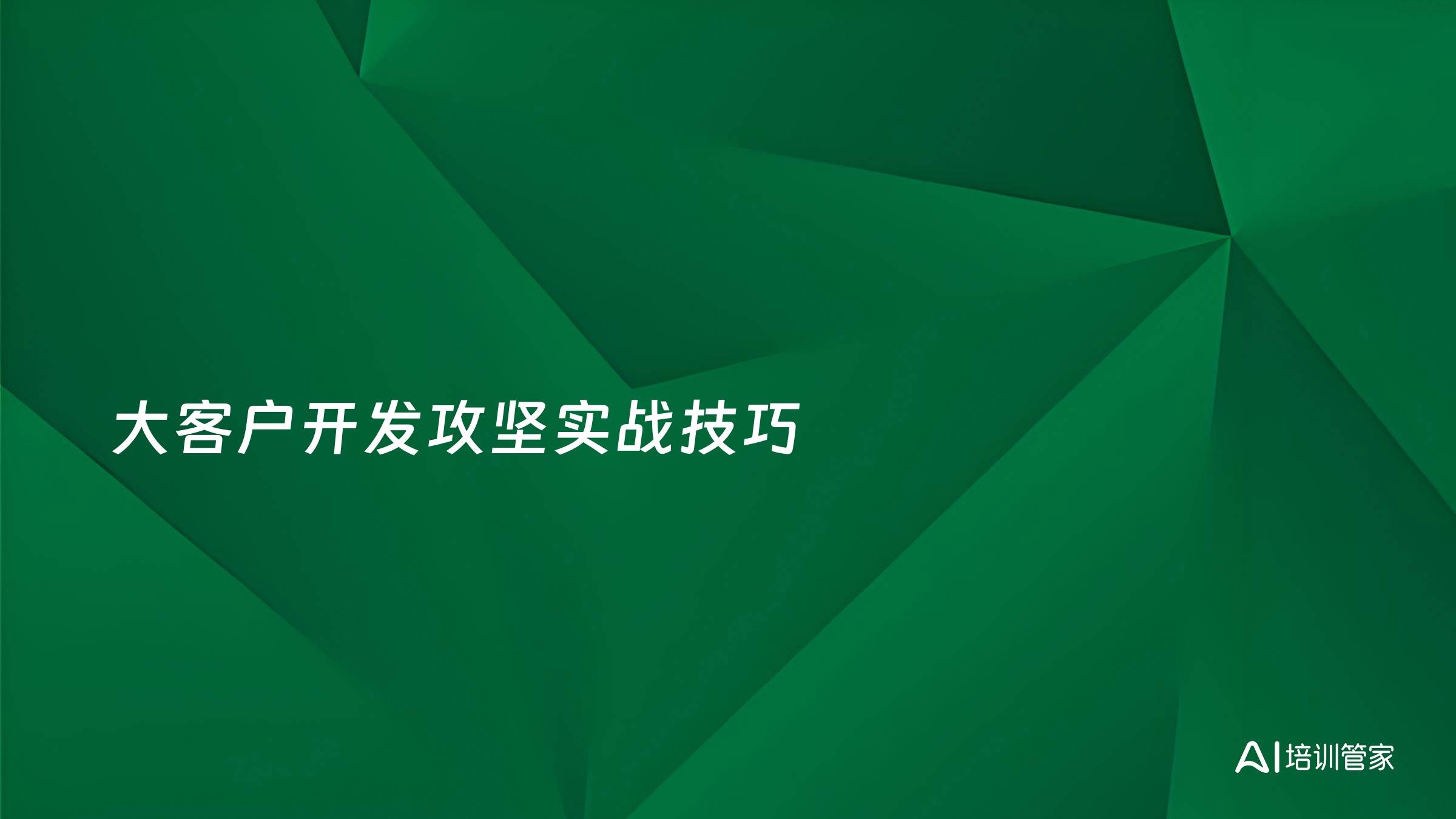 大客户开发攻坚实战技巧