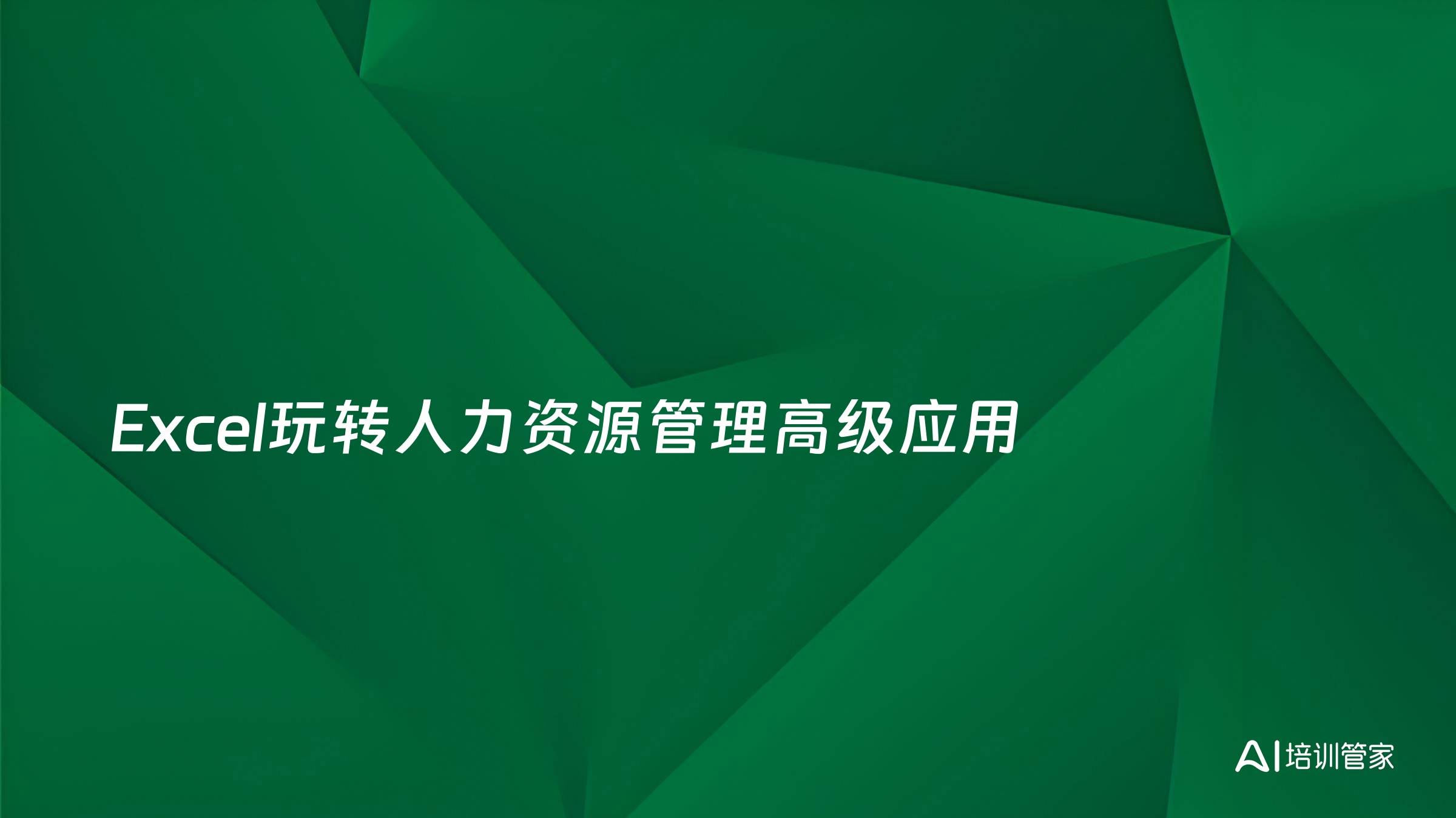 Excel玩转人力资源管理高级应用