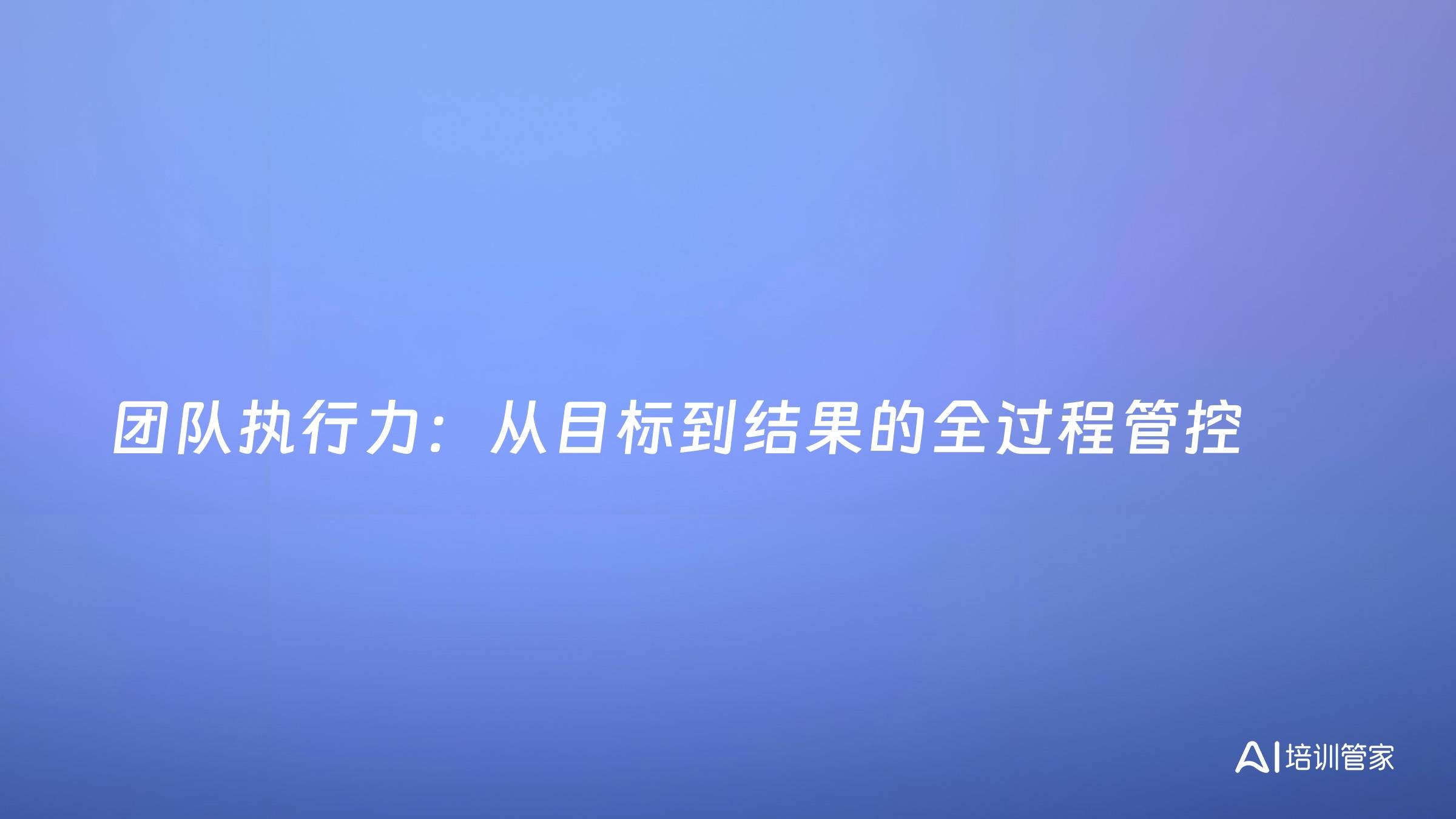 团队执行力：从目标到结果的全过程管控