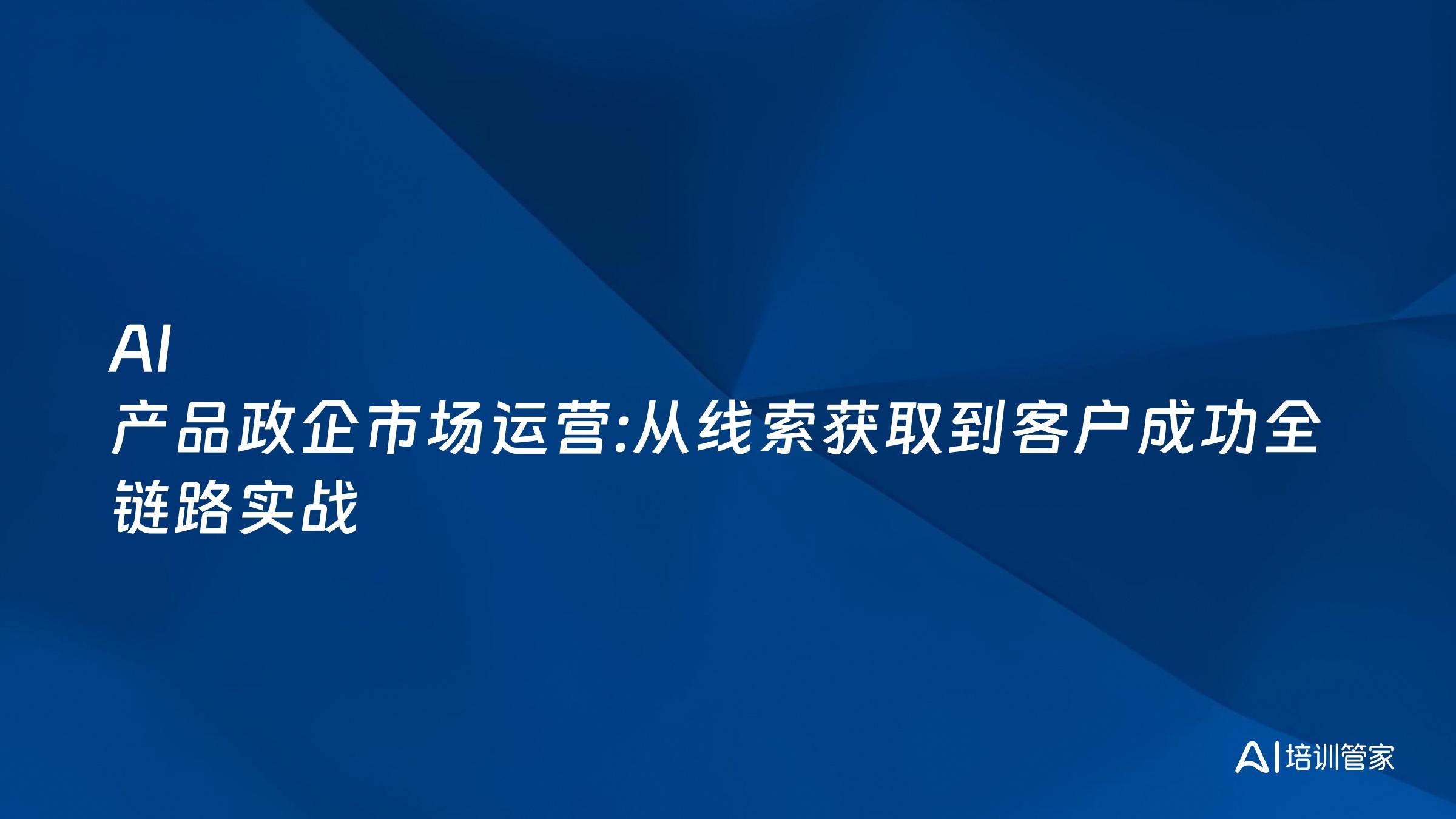 AI 产品政企市场运营:从线索获取到客户成功全链路实战