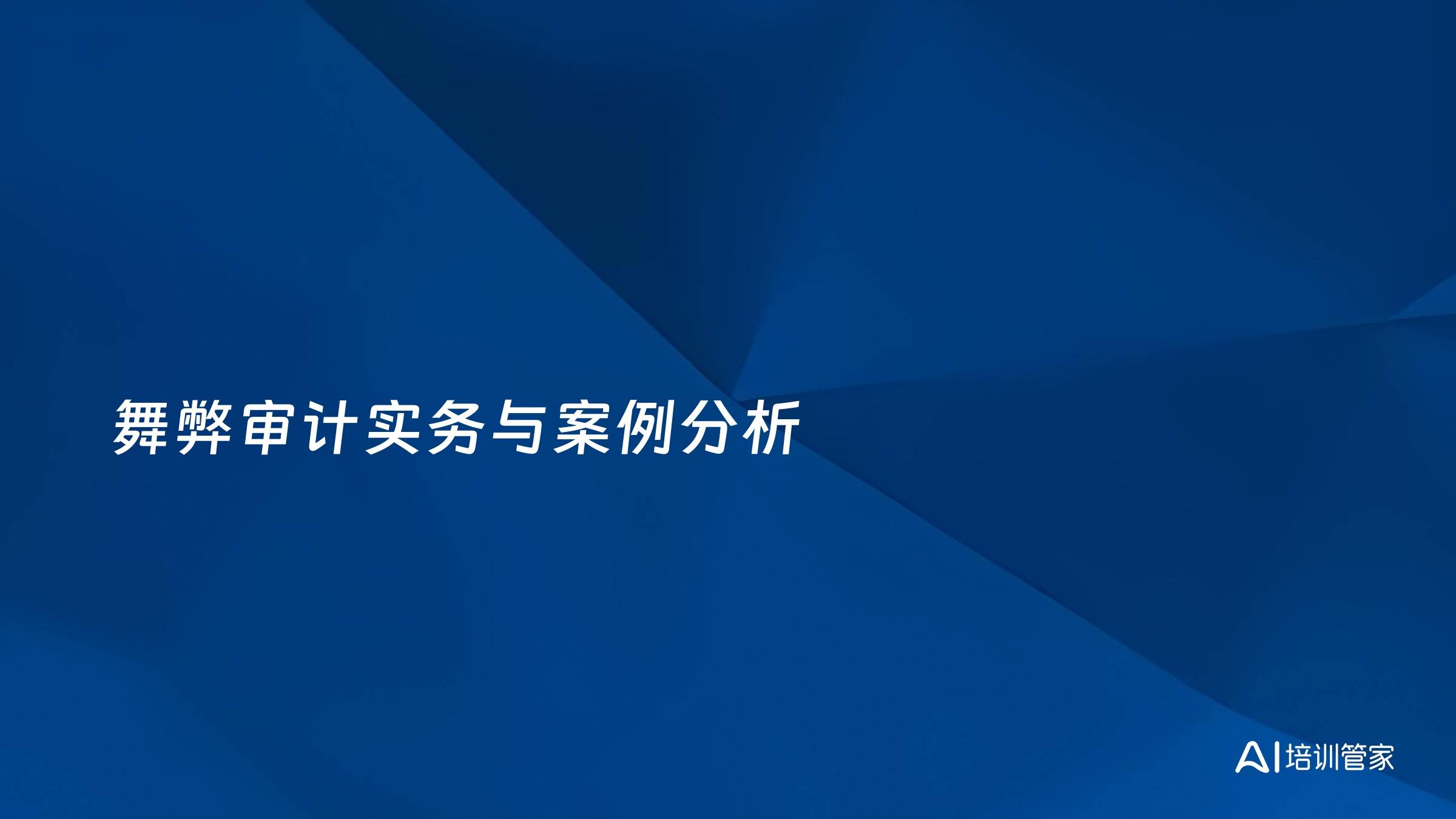 舞弊审计实务与案例分析