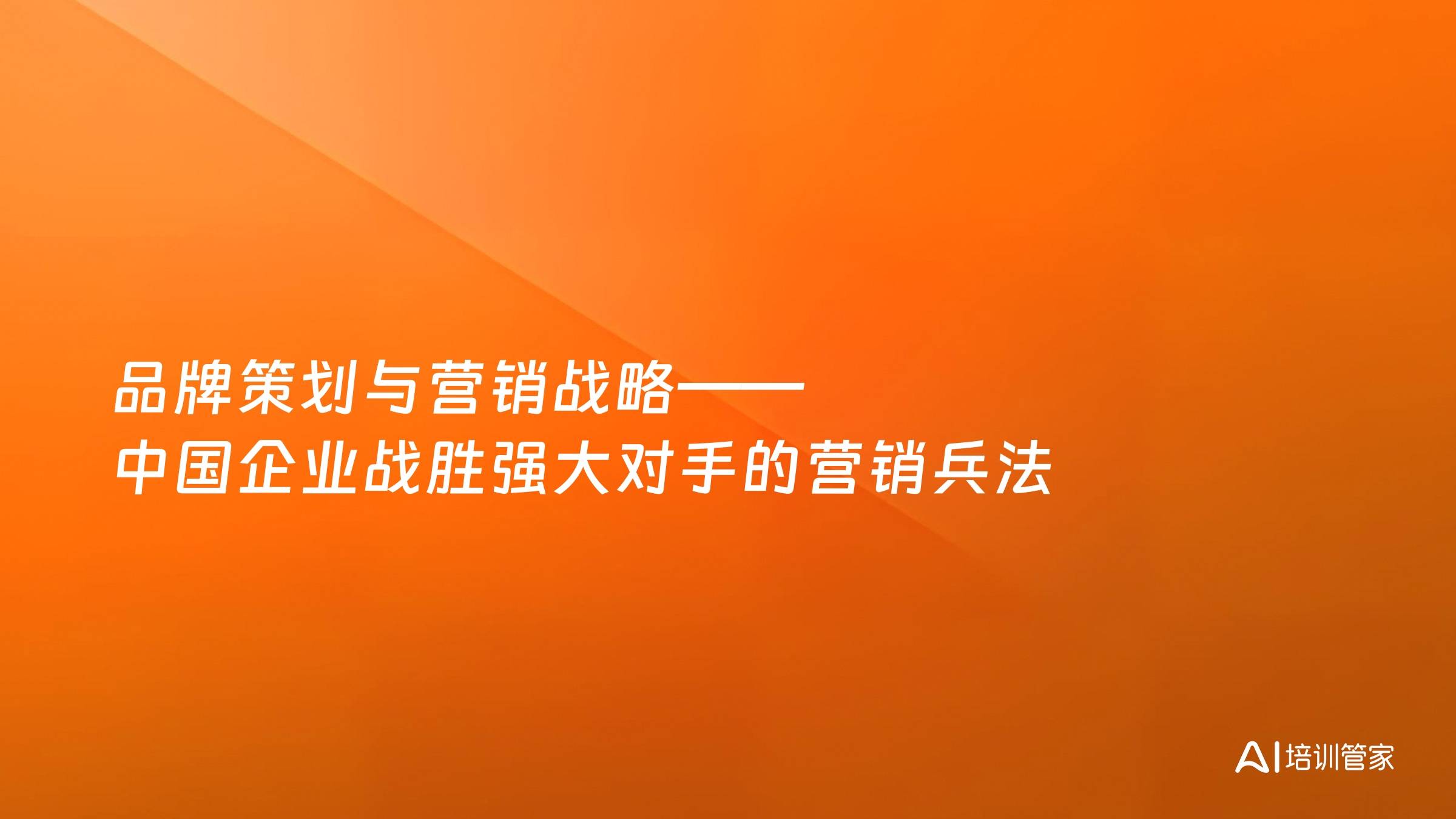 品牌策划与营销战略——中国企业战胜强大对手的营销兵法