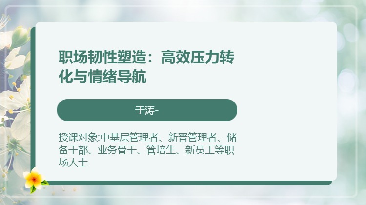 职场韧性塑造：高效压力转化与情绪导航