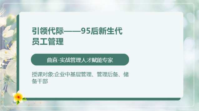 引领代际——95后新生代员工管理