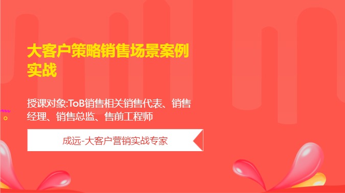 大客户策略销售场景案例实战