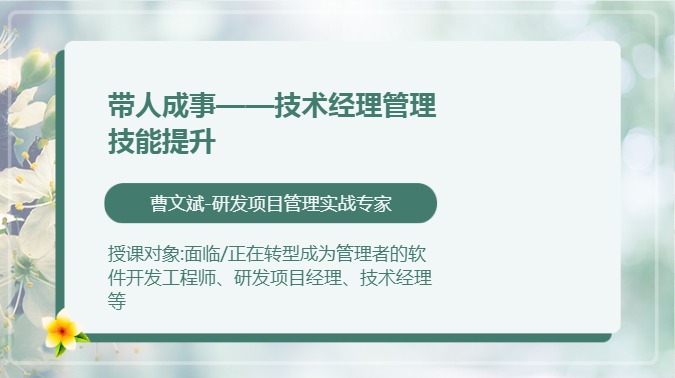 带人成事——技术经理管理技能提升