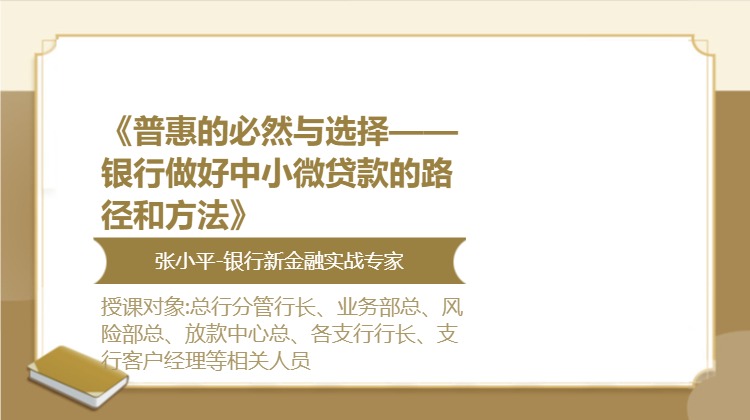 《普惠的必然与选择——银行做好中小微贷款的路径和方法》